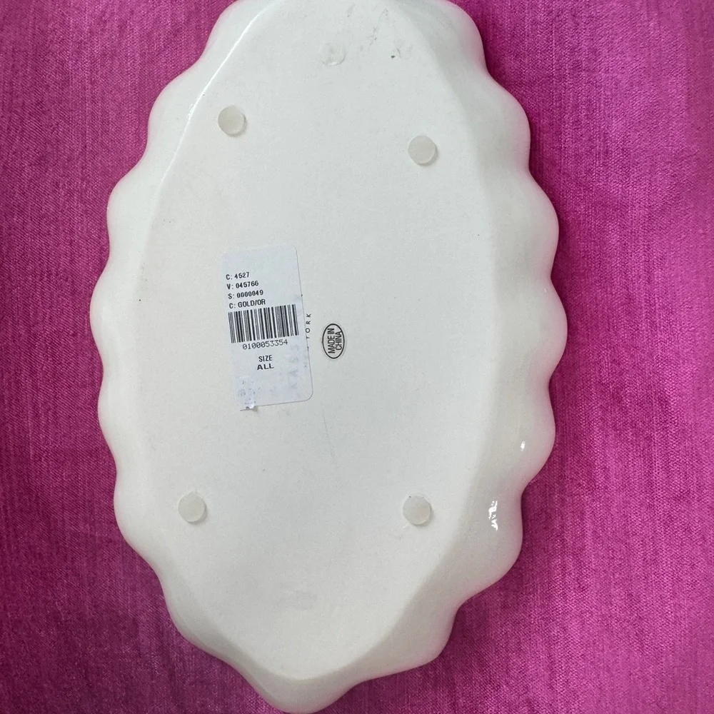 NEW Anthropologie Le Marais Vanity Tray, Cream with Gold Trim